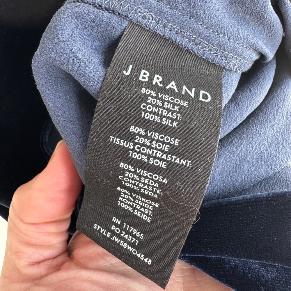 J Brand Lucy Velvet And Silk-georgette Camisole - Blue - Picture 4 of 5